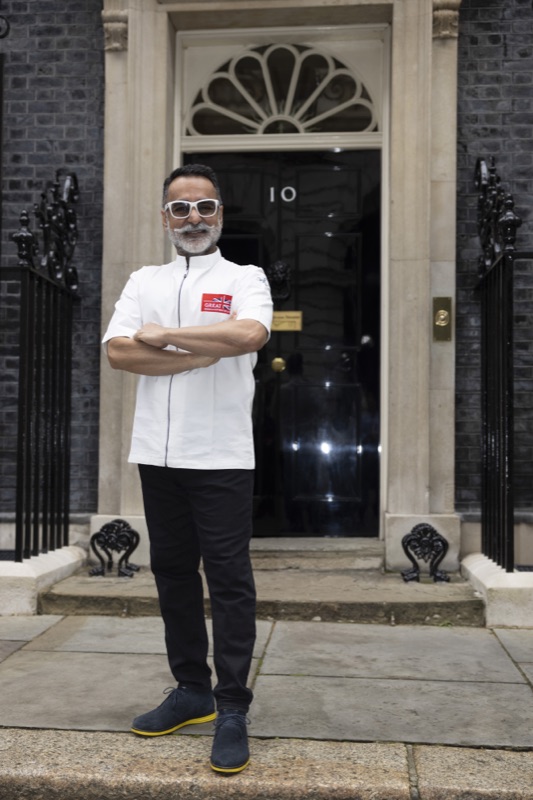 Chef Vineet Bhatia outside 10 Downing Street