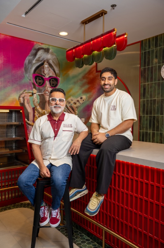Chef Vineet Bhatia MBE and Ronit Bhatia at the Naan & Co counter